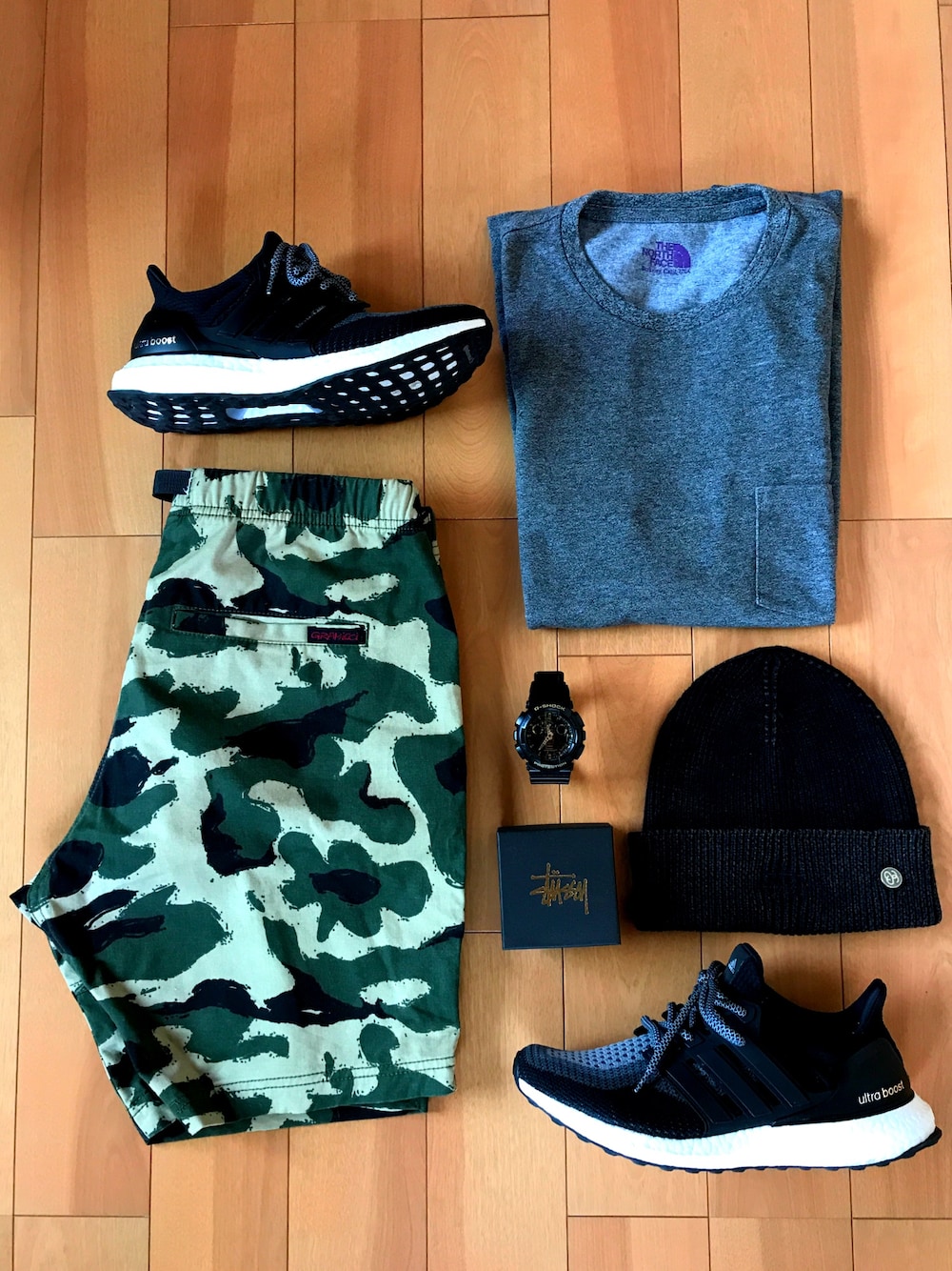 「adidas、ultra boost、THE NORTH FACE PURPLE LABEL、nanamica、GRAMICCI、stussy、G-SHOCK、休日スタイル、シンプル、カモフラ」｜「THE NORTH FACE PURPLE LABELのNORTH FACE (ノースフェイス）　クールマックス　メッシュＴシャツ　COOLMAX Mesh Jersey（Tシャツ/カットソー、ブルー系）」を使った、#rawsneaker.さん（メンズ・160cm）の春コーディネートの1枚目の写真