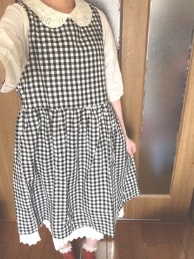 「Lehtiaのアイテム（ワンピース、ホワイト系）」を使った、ちおさん（レディース・156cm）の春コーディネート