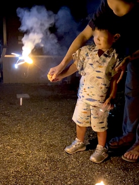 「New Balance」｜「アイテム（浴衣）」を使った、1KK1-013さん（キッズ・90cm）の夏コーディネート