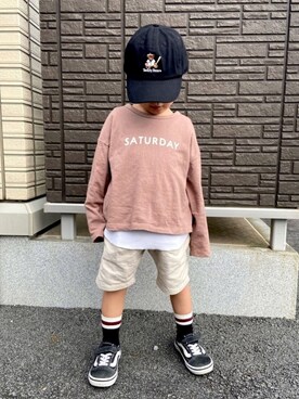 「ブラウン×ブラック」｜「アイテム（その他）」を使った、1KK1-013さん（キッズ・90cm）の春コーディネート