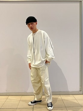 「アイテム（カーゴパンツ、ホワイト系）」を使った、soichiro0838さん（メンズ・172cm）の春コーディネート