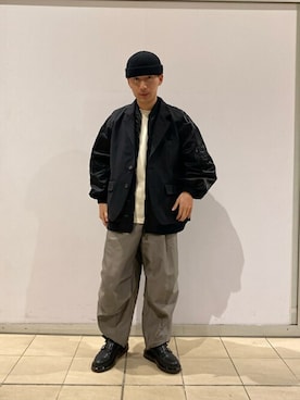 「アイテム（カーゴパンツ、グレー系）」を使った、soichiro0838さん（メンズ・172cm）の春コーディネート