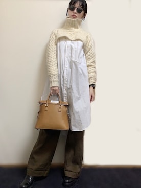 「ショート丈トップス」｜「アイテム（シャツワンピース）」を使った、arsさん（レディース・152cm）の冬コーディネート