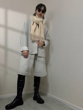 「COS（コス）のアイテム（ノーカラージャケット）」を使った、arsさん（レディース・152cm）の冬コーディネート