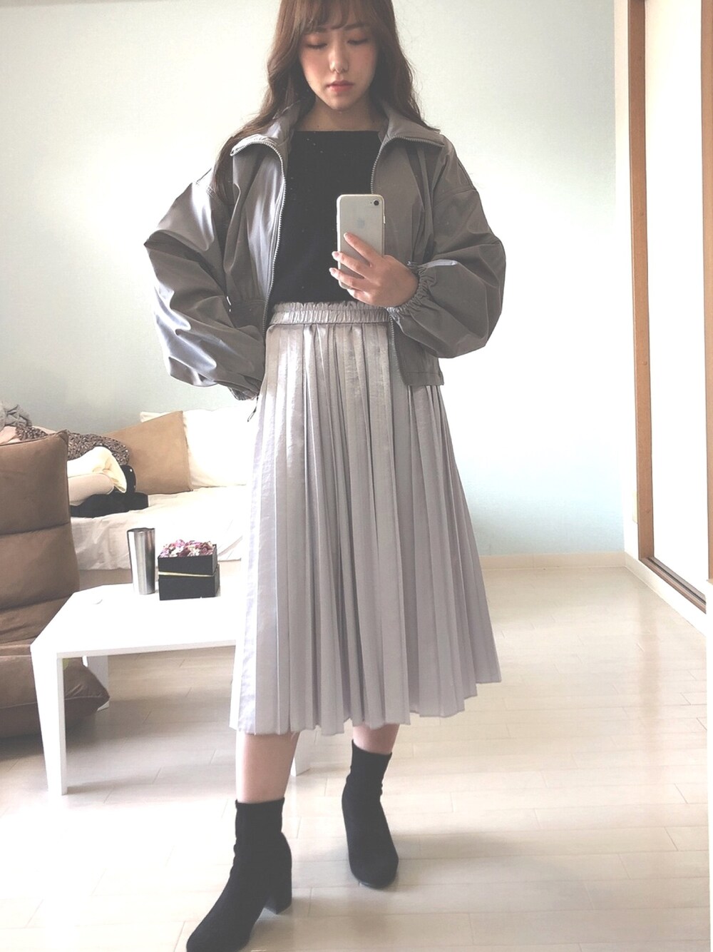 「カジュアル、秋服準備はじめました、低身長コーデ、秋コーデ、大人コーデ、152cm、ZARA、UNIQLO、プチプラ、プチプラコーデ」｜「ZARAのアイテム（その他アウター、グレー系）」を使った、みちゃぽさん（レディース・152cm）の秋コーディネートの1枚目の写真