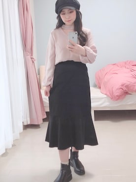 「DHOLIC（ディーホリック）のアイテム（キャスケット）」を使った、みちゃぽさん（レディース・151cm）の春コーディネート