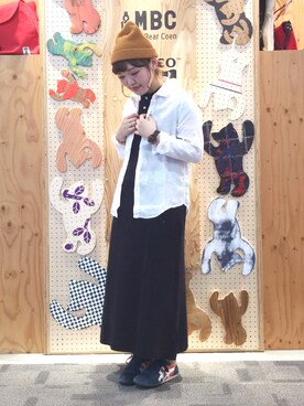 「coen（コーエン）の【『LEE』2017/5月号掲載】フレンチリネンシャツ（シャツ/ブラウス、ホワイト系）」を使った、coen  徳田丸さん（レディース・162cm）の春コーディネート