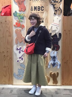 「裏ボア」｜「アイテム（ピーコート）」を使った、coen  徳田丸さん（レディース・160cm）の冬コーディネート