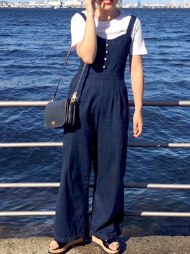 「archives（アルシーヴ）のアイテム（オールインワン・サロペット）」を使った、Kimuさん（レディース・158cm）の夏コーディネート