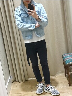「イージーブースト」｜「アイテム（デニムジャケット）」を使った、777さん（メンズ・167cm）の秋コーディネート