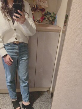 「GU（ジーユー）のアイテム（パンツ、ブルー系）」を使った、saaya.さん（レディース・158cm）の春コーディネート
