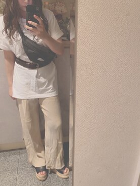 「Carhartt（カーハート）のcarhartt(カーハート)  Workwear Pocket SS TｰShirts（Tシャツ/カットソー、ホワイト系）」を使った、saaya.さん（レディース・158cm）の夏コーディネート