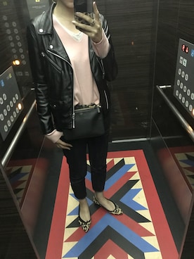 「アイテム（ライダースジャケット）」を使った、manamiさん（レディース・162cm・20代）の春コーディネート