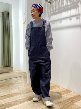 「human woman（ヒューマンウーマン）の≪NATIC≫大判バンダナ（ストール/ショール）」を使った、sayakaさん（レディース・153cm）の冬コーディネート