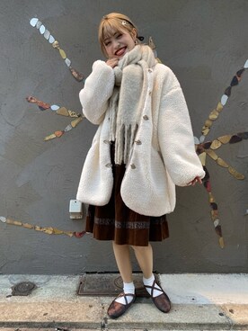 「SPINNS（スピンズ）のアイテム（ブルゾン）」を使った、中村　未緒さん（レディース・153cm）の冬コーディネート