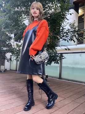 「アニマル」｜「アイテム（その他）」を使った、中村　未緒さん（レディース・153cm）の冬コーディネート