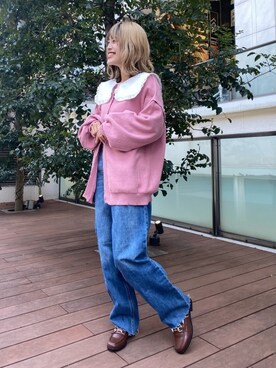 「SPINNS（スピンズ）のアイテム（ローファー）」を使った、中村　未緒さん（レディース・153cm）の冬コーディネート