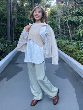 「SPINNS(スピンズ)のアイテム(デニムジャケット)」を使った、中村 未緒さん(レディース・153cm)の冬コーディネート