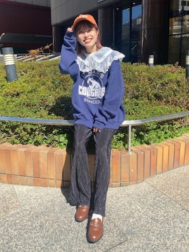 「SPINNS（スピンズ）のアイテム（ローファー）」を使った、中村　未緒さん（レディース・153cm）の春コーディネート