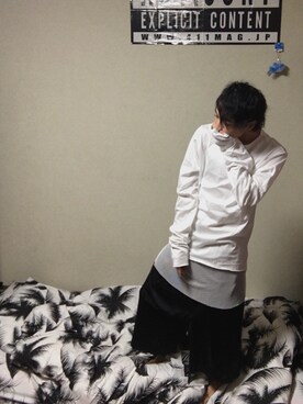 「PARADOX（パラドックス）のPARADOX/LAYERED L/S TEE（Tシャツ/カットソー、ホワイト系）」を使った、YUUYUさん（メンズ・159cm）の夏コーディネート
