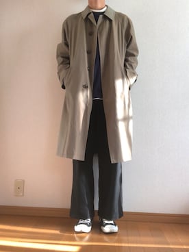 「いいね返し」｜「アイテム（トレンチコート）」を使った、むつごろうさん（メンズ・180cm）の秋コーディネート