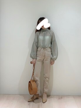 「healerのアイテム（シャツ/ブラウス、その他）」を使った、yululu. leさん（レディース・159cm）の秋コーディネート