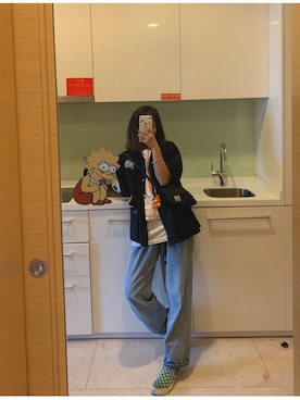 「国潮」｜「アイテム（その他アウター）」を使った、Joycedbさん（レディース・165cm）の秋コーディネート