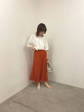 「アイテム（スカート、オレンジ系）」を使った、daio  さん（レディース・159cm）の春コーディネート