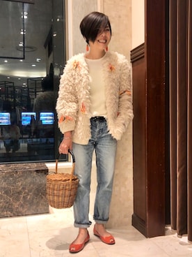 「UNITED ARROWS（ユナイテッドアローズ）のアイテム（ピアス（両耳用））」を使った、Yoko  Ishibashiさん（レディース・153cm）の冬コーディネート