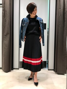 「おちびさん」｜「アイテム（デニムジャケット）」を使った、Yoko  Ishibashiさん（レディース・153cm）の冬コーディネート