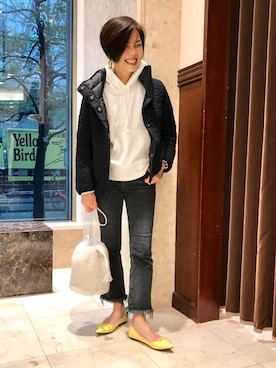 「おちびさん」｜「アイテム（ダウンジャケット/コート）」を使った、Yoko  Ishibashiさん（レディース・153cm）の冬コーディネート