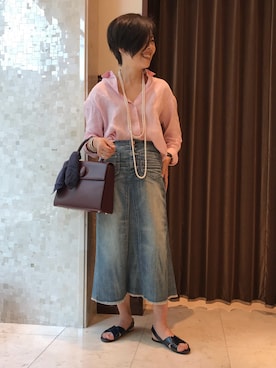 「MARC JACOBS（マークジェイコブス）のアイテム（スカート）」を使った、Yoko  Ishibashiさん（レディース・153cm）の春コーディネート