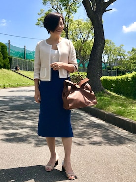 「M-PREMIER（エムプルミエ）のアイテム（ジャケット/アウター）」を使った、Yoko  Ishibashiさん（レディース・153cm）の春コーディネート