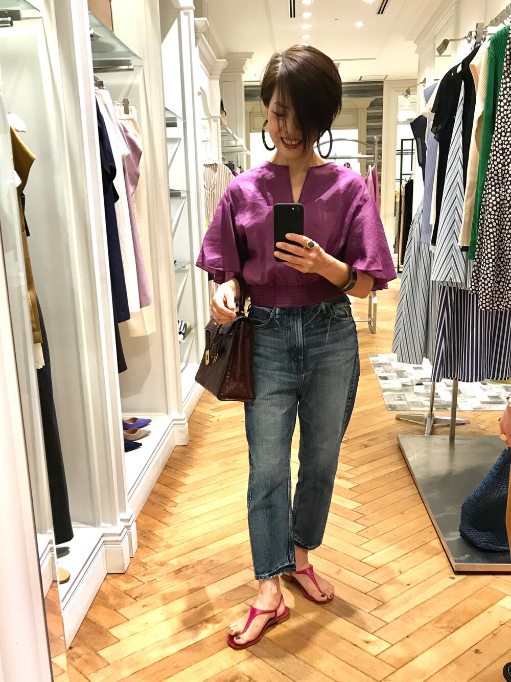 イエナ ラミー シャーリング ショート プルオーバー ブラウス シャツ ブルー イエナ ラミー シャーリング ショート プルオーバー ブラウス
