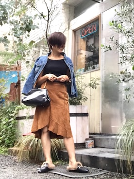 「おちびさん」｜「アイテム（デニムジャケット）」を使った、Yoko  Ishibashiさん（レディース・153cm）の秋コーディネート
