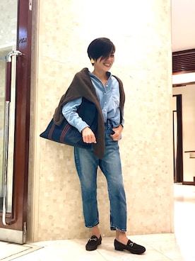 「おちびさん」｜「アイテム（ローファー）」を使った、Yoko  Ishibashiさん（レディース・153cm）の秋コーディネート