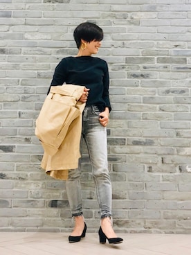 「upper hights」｜「アイテム（その他アウター）」を使った、Yoko  Ishibashiさん（レディース・153cm）の冬コーディネート