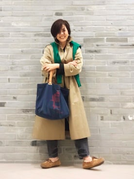 「おちびさん」｜「アイテム（モカシン/デッキシューズ）」を使った、Yoko  Ishibashiさん（レディース・153cm）の春コーディネート
