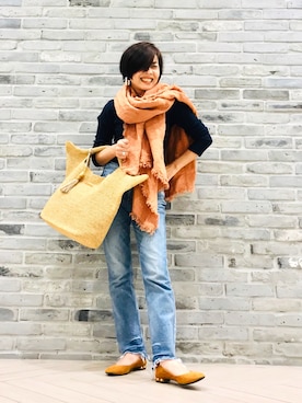 「Deuxieme Classe（ドゥーズィエムクラス）のアイテム（かごバッグ）」を使った、Yoko  Ishibashiさん（レディース・153cm）の春コーディネート