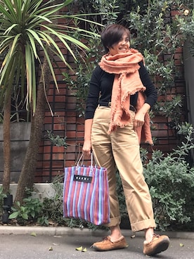 「おちびさん」｜「アイテム（モカシン/デッキシューズ）」を使った、Yoko  Ishibashiさん（レディース・153cm）の春コーディネート