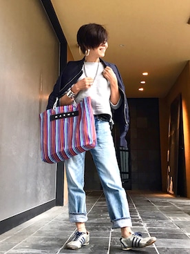 「おちびさん」｜「アイテム（スウェット）」を使った、Yoko  Ishibashiさん（レディース・153cm）の春コーディネート