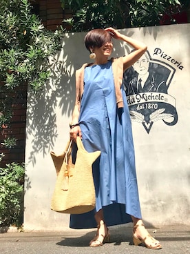 「Deuxieme Classe（ドゥーズィエムクラス）のアイテム（かごバッグ）」を使った、Yoko  Ishibashiさん（レディース・153cm）の春コーディネート