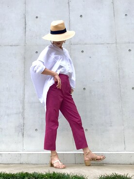 「おちびさん」｜「アイテム（スラックス）」を使った、Yoko  Ishibashiさん（レディース・153cm）の夏コーディネート