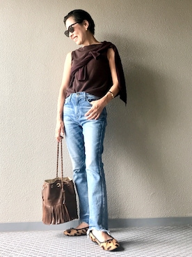 「FRAGILE（フラジール）のアイテム（トップス）」を使った、Yoko  Ishibashiさん（レディース・153cm）の秋コーディネート