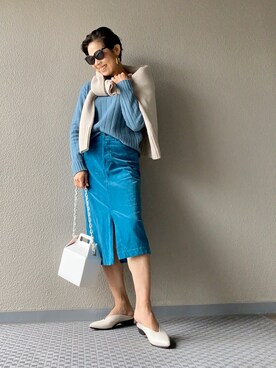 Yoko  Ishibashiさんの「コーデュロイタイトスカート◆」を使ったコーディネート
