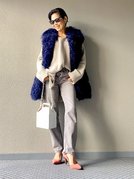 「おちびさん」｜「アイテム（パンプス）」を使った、Yoko  Ishibashiさん（レディース・153cm）の冬コーディネート