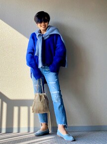 ULAN-KNIT カシミヤ１００ »» DeuxiemeClasse Deuxieme Classe カシミヤ100% ULAN-KNIT ブルー