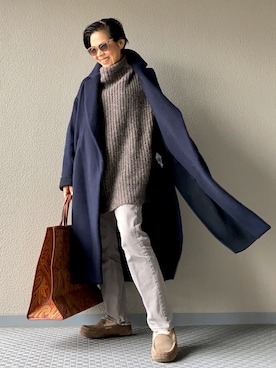 「おちびさん」｜「アイテム（モカシン/デッキシューズ）」を使った、Yoko  Ishibashiさん（レディース・153cm）の冬コーディネート