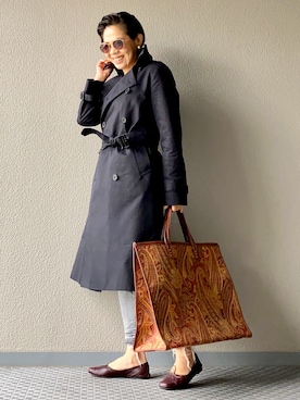 「おちびさん」｜「アイテム（トレンチコート）」を使った、Yoko  Ishibashiさん（レディース・153cm）の春コーディネート