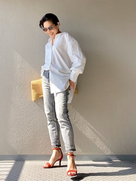 「Deuxieme Classe（ドゥーズィエムクラス）のアイテム（かごバッグ）」を使った、Yoko  Ishibashiさん（レディース・153cm）の春コーディネート